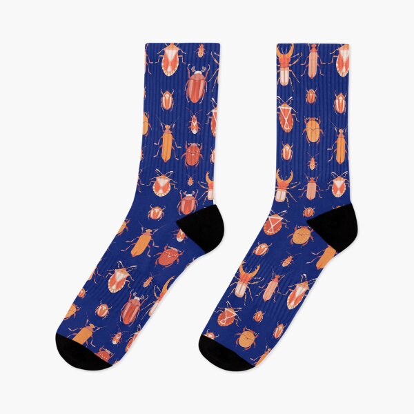 Item preview, Beetles in a row on dark blue in orange colors  designed and sold by shushunya13.