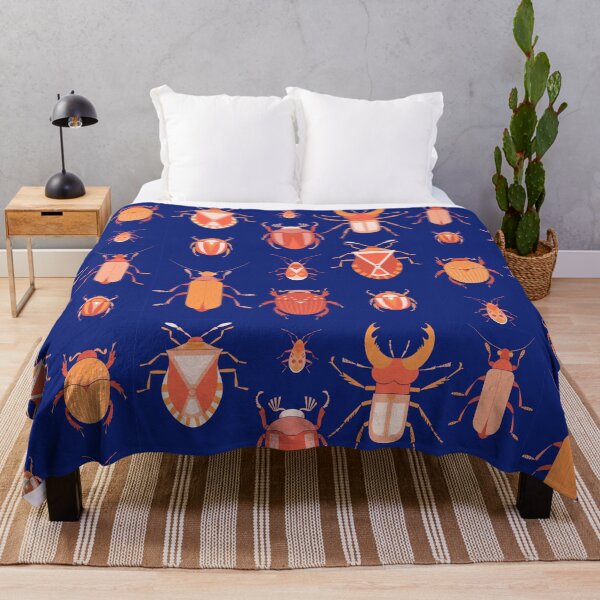 Item preview, Beetles in a row on dark blue in orange colors  designed and sold by shushunya13.