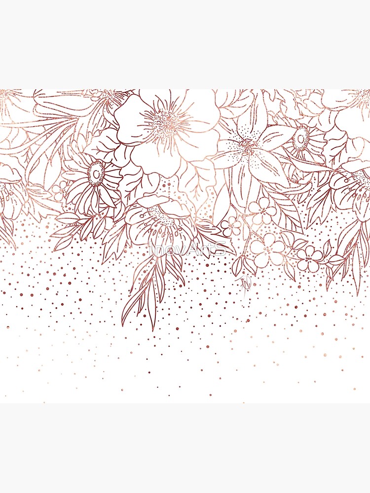Rose gold hand drawn floral doodles and confetti design by InovArtS