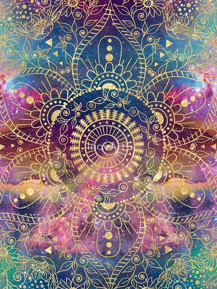 Gold watercolor and nebula mandala by InovArtS