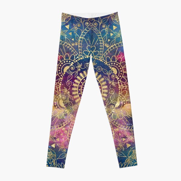 Navy Blue Watercolor with Gold Gems Yoga Leggings