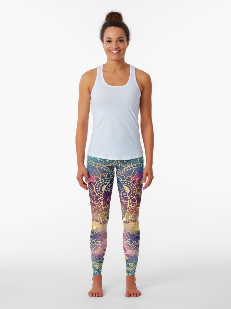 Gold Mandala Watercolor Colorful Nebula Leggings for Sale by InovArtS