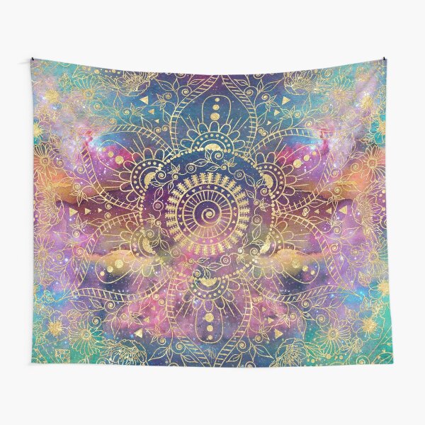 Colorful Round Zen Mandala Tapestry Bohemian Hippie Red Purple