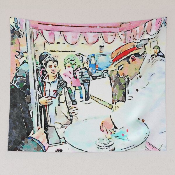 Item preview, Barbarano Romano: boy and girl around the candy floss seller designed and sold by Giuseppe Cocco.