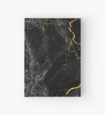 Dark Marble Abstract Black and Gold Hardcover Journal
