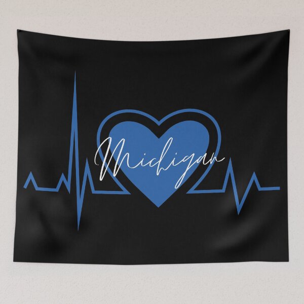 Item preview, Michigan Hometown Heartbeat Blue Support Your State American US Pride designed and sold by BoomDesignsUS.
