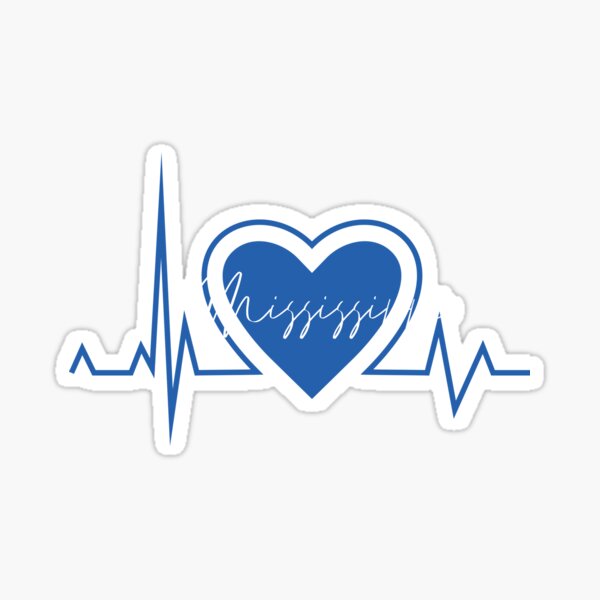 Item preview, Mississippi Ciudad natal Heartbeat Blue Apoya a tu estado Orgullo estadounidense de EE. UU. designed and sold by BoomDesignsUS.