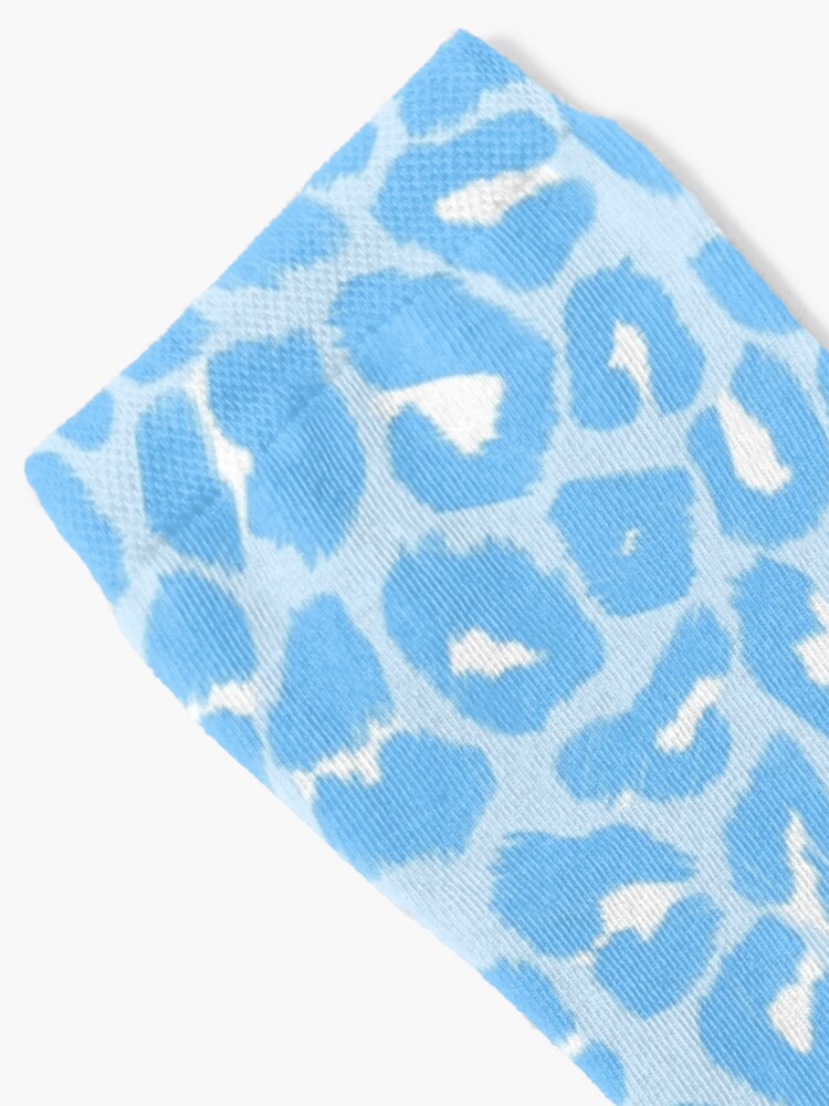 Baby Blue, Leopard Cheetah Print Spots Socks
