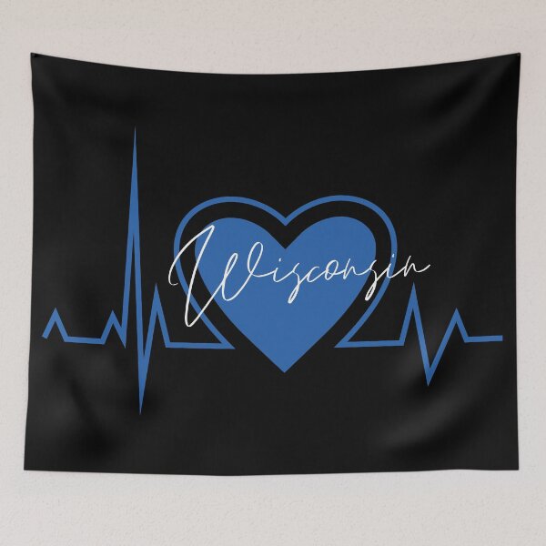 Item preview, Wisconsin Hometown Heartbeat Blue Support Your State American US Pride designed and sold by BoomDesignsUS.