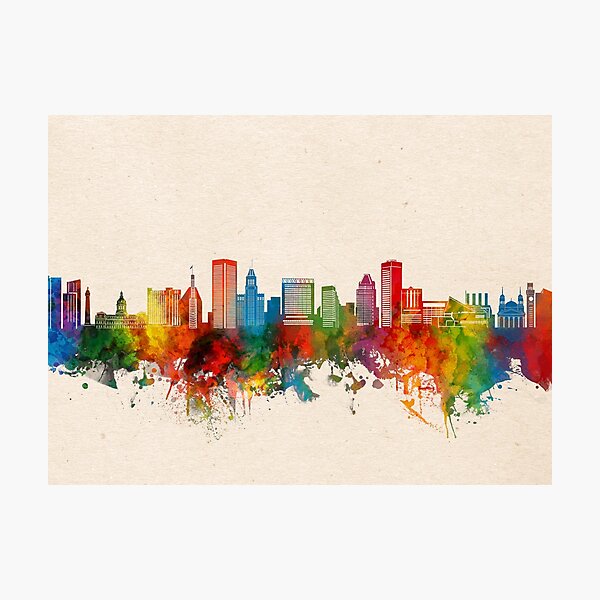 Item preview, baltimore skyline watercolor designed and sold by BekimART2.