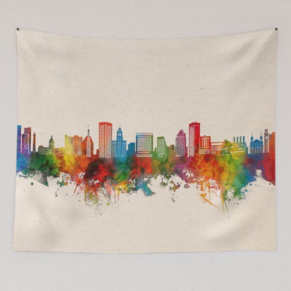 Item preview, baltimore skyline watercolor designed and sold by BekimART2.