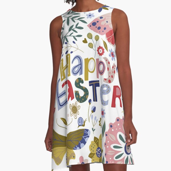 Happy Easter | Floral Pattern A-Line Dress