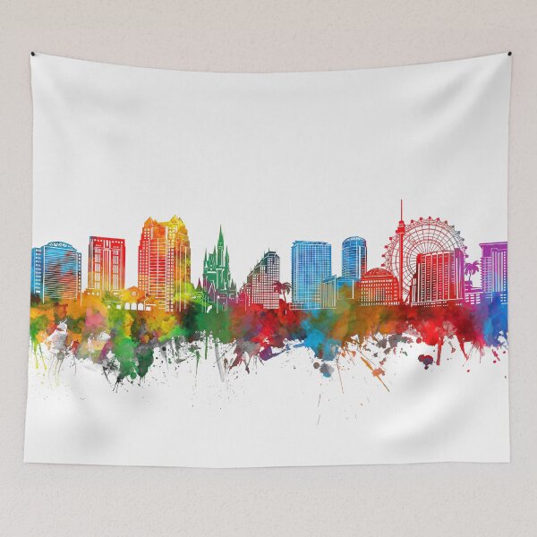 Item preview, orlando skyline watercolor designed and sold by BekimART2.
