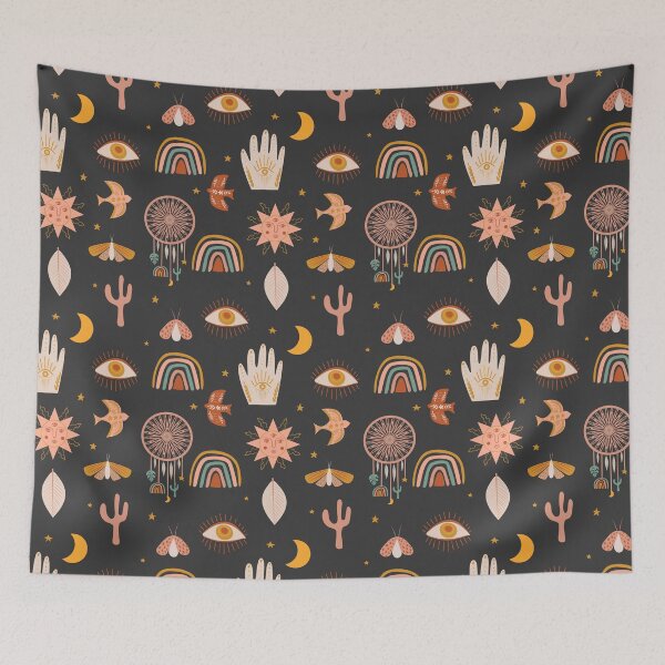Item preview, Atrapasueños estético bohemio, polilla, fondo de carbón de arco iris designed and sold by DesignLabMedia.