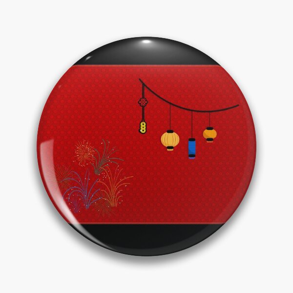 Item preview, Oriental design with red background, paper lanterns, lucky coins and fireworks designed and sold by Martapp.