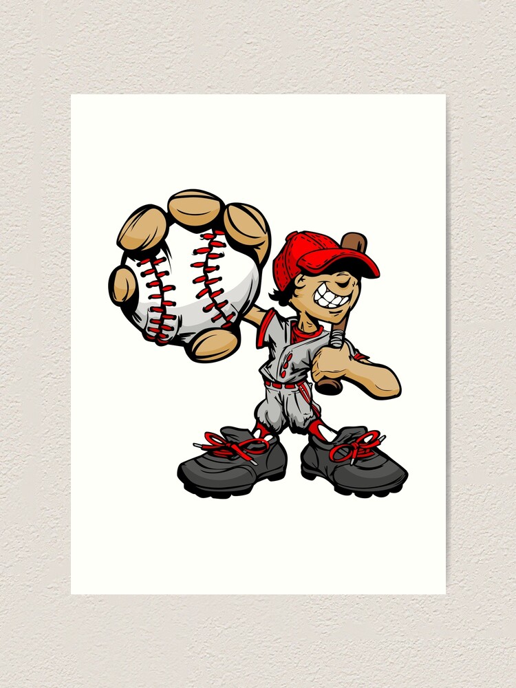 Funny cartoon baseball player Art Print for Sale by lovingangela