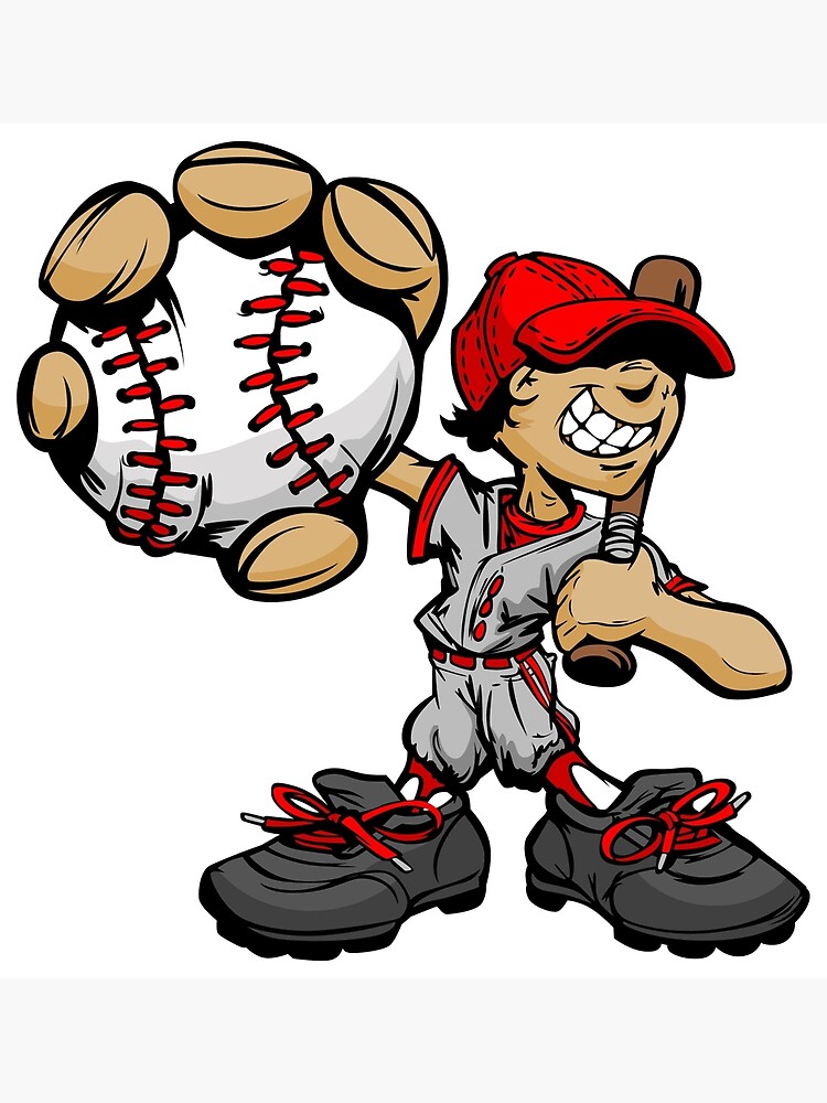 "Funny cartoon baseball player" Canvas Print by lovingangela | Redbubble