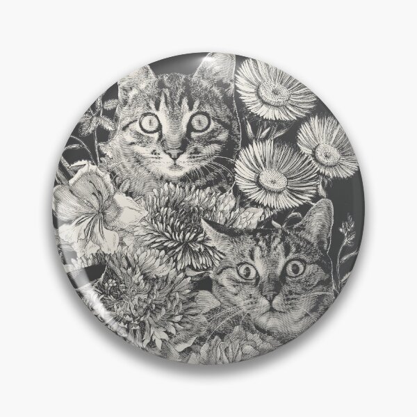 Item preview, spooked surprise cat flower bouquet engraving-charcoal designed and sold by Giddygoatthe3rd.