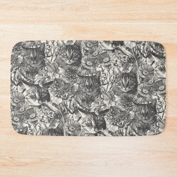 Item preview, spooked surprise cat flower bouquet engraving-charcoal designed and sold by Giddygoatthe3rd.