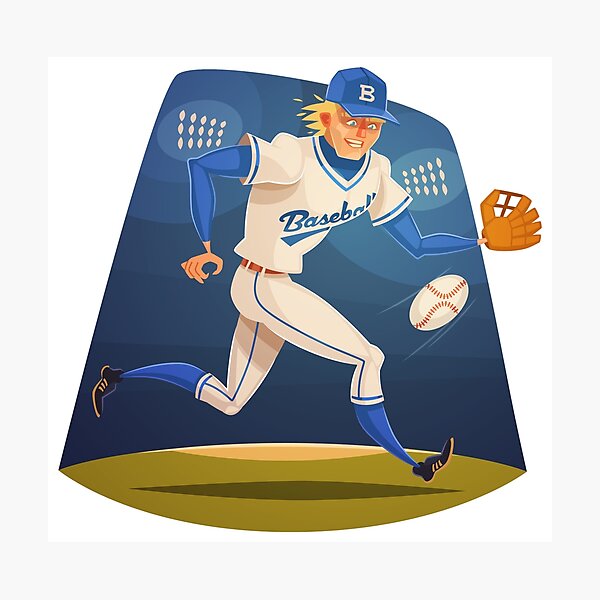 Funny cartoon baseball player Art Print for Sale by lovingangela