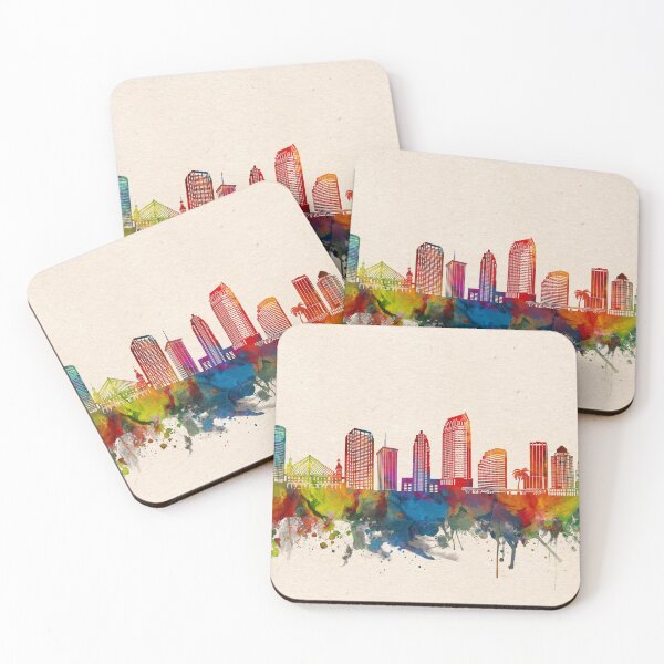 Item preview, tampa skyline watercolor 2 designed and sold by BekimART2.