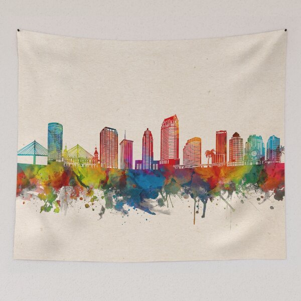 Item preview, tampa skyline watercolor 2 designed and sold by BekimART2.