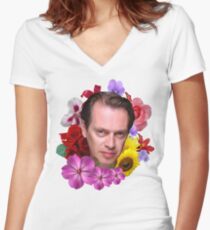Steve Buscemi - Floral Women's Fitted V-Neck T-Shirt