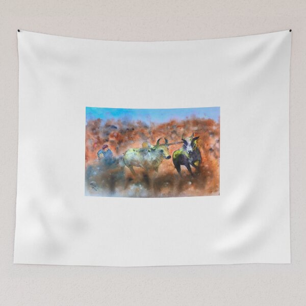 Item preview, Bull Race - Panjab in watercolours designed and sold by TimurTatar.