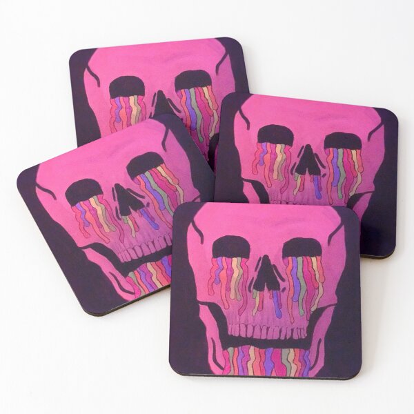 Item preview, Pink Neon Melting Skull designed and sold by KaylaOnCanvas.