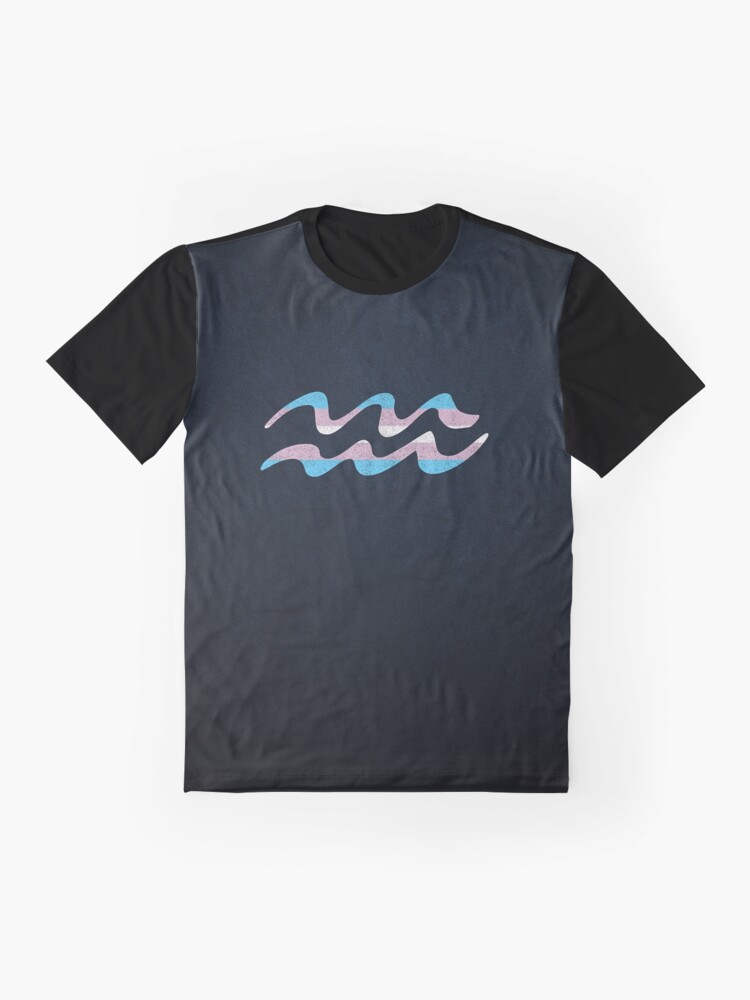 Alternate view of Transgender Pride Flag Aquarius Zodiac Sign Graphic T-Shirt