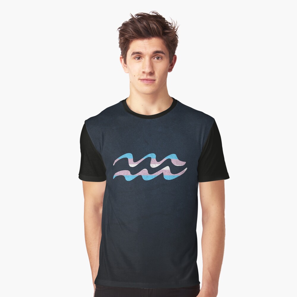 Transgender Pride Flag Aquarius Zodiac Sign Graphic T-Shirt