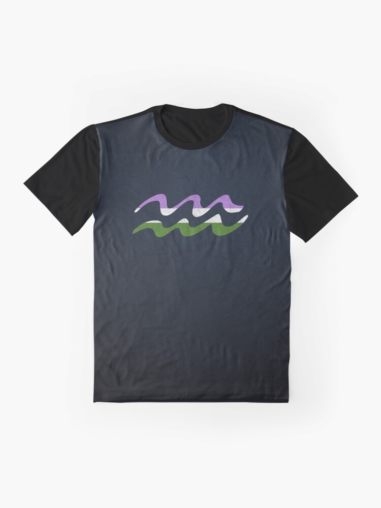Alternate view of Genderqueer Pride Flag Aquarius Zodiac Sign Graphic T-Shirt