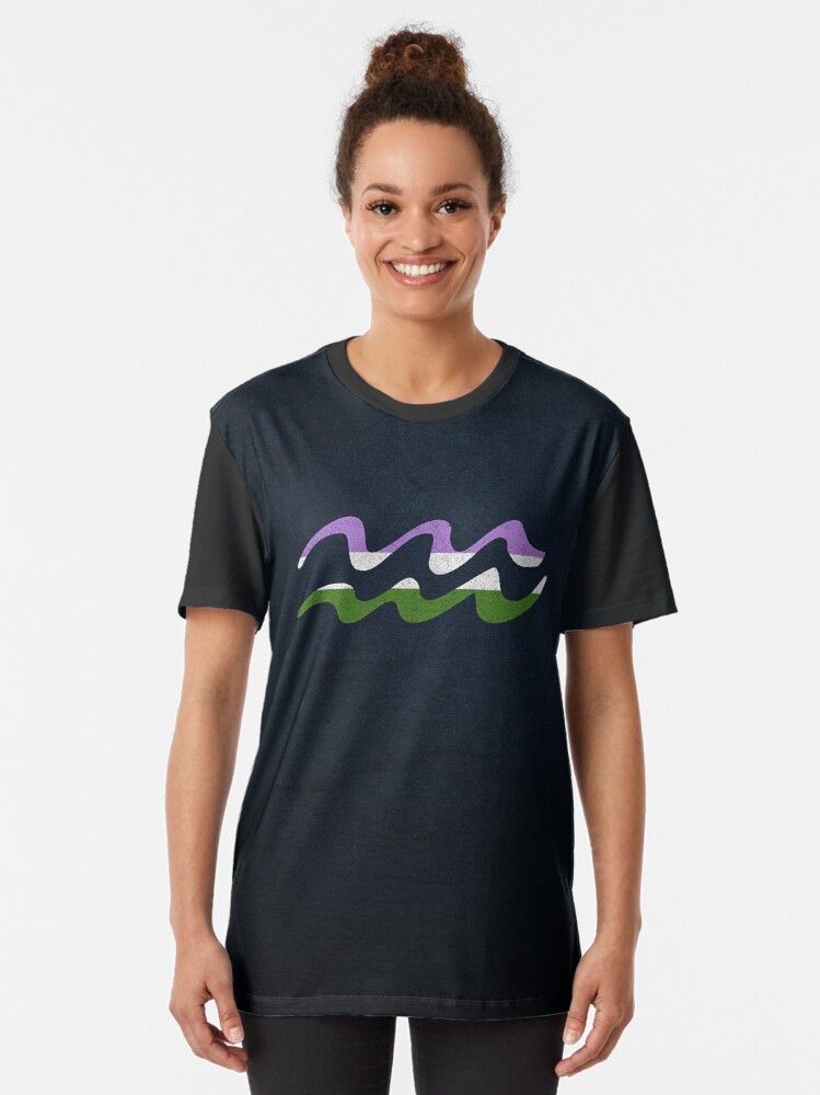 Alternate view of Genderqueer Pride Flag Aquarius Zodiac Sign Graphic T-Shirt