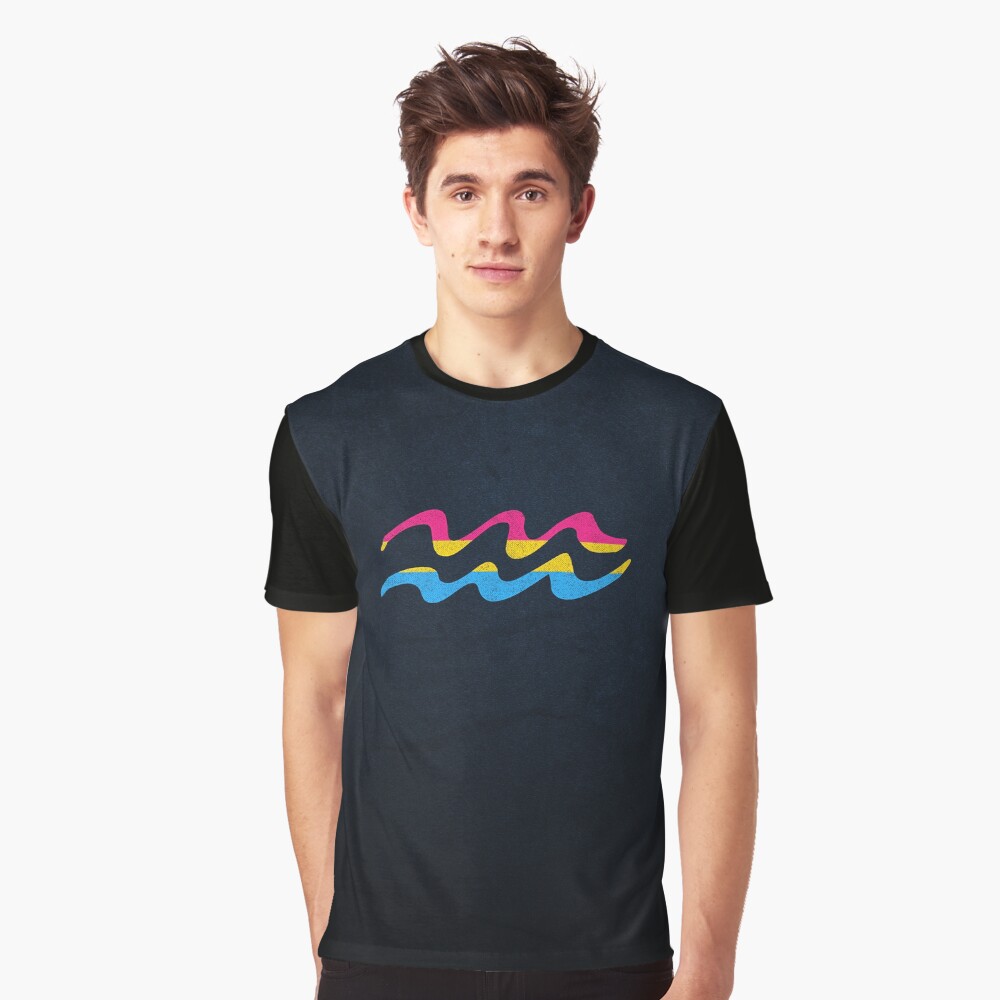 Pansexual Pride Flag Aquarius Zodiac Sign Graphic T-Shirt