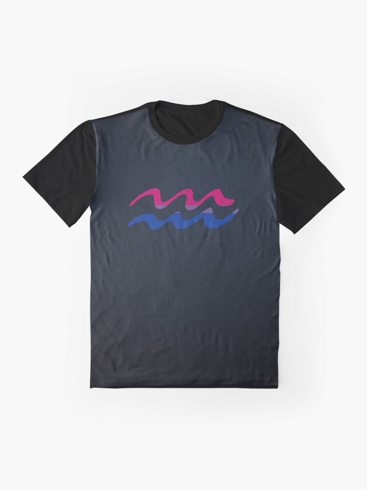 Alternate view of Bisexual Pride Flag Aquarius Zodiac Sign Graphic T-Shirt