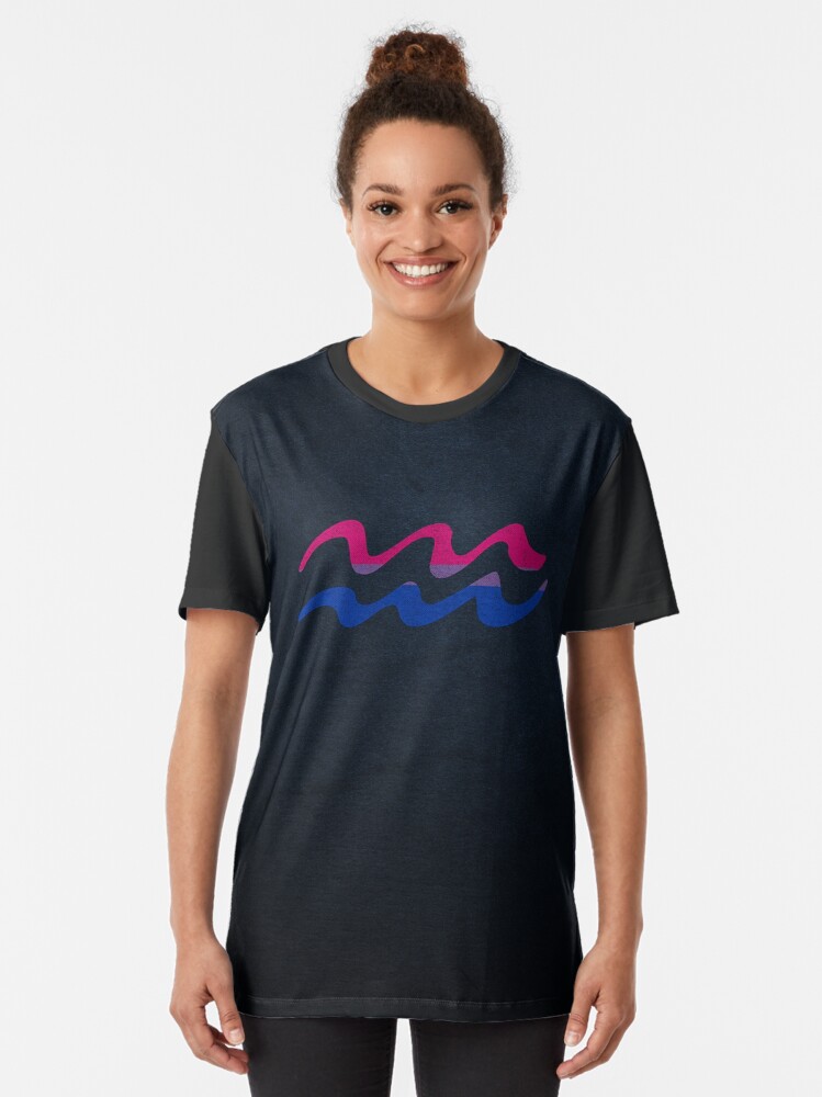 Alternate view of Bisexual Pride Flag Aquarius Zodiac Sign Graphic T-Shirt
