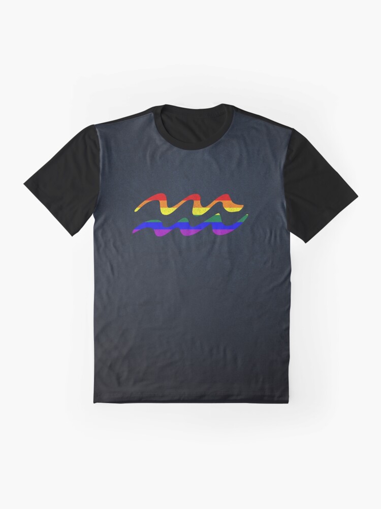 Alternate view of LGBT Gay Pride Flag Aquarius Zodiac Sign Graphic T-Shirt