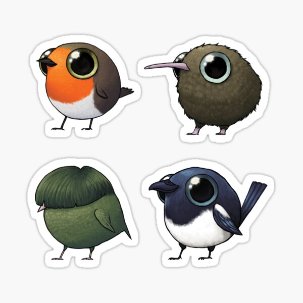 Small Fat Birds Sticker