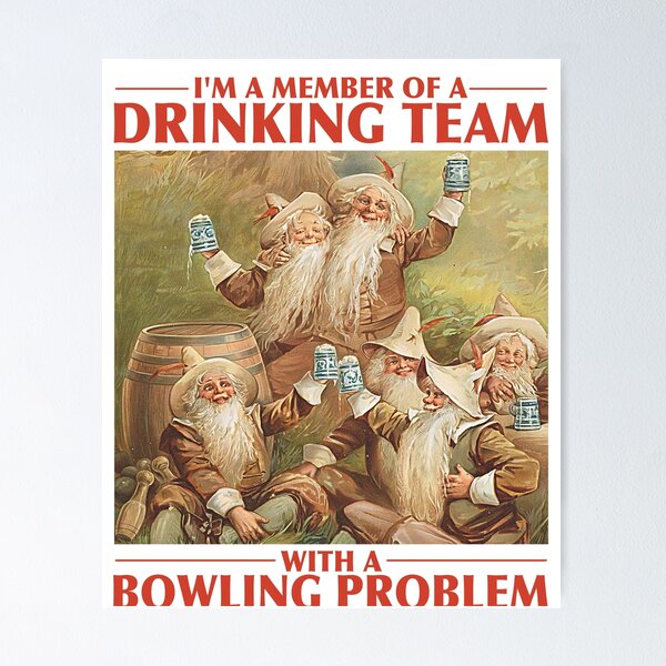 Artikelvorschau, Drinking Team With a Bowling Problem | Lustiges Vintage entworfen und verkauft von Petra Becker.