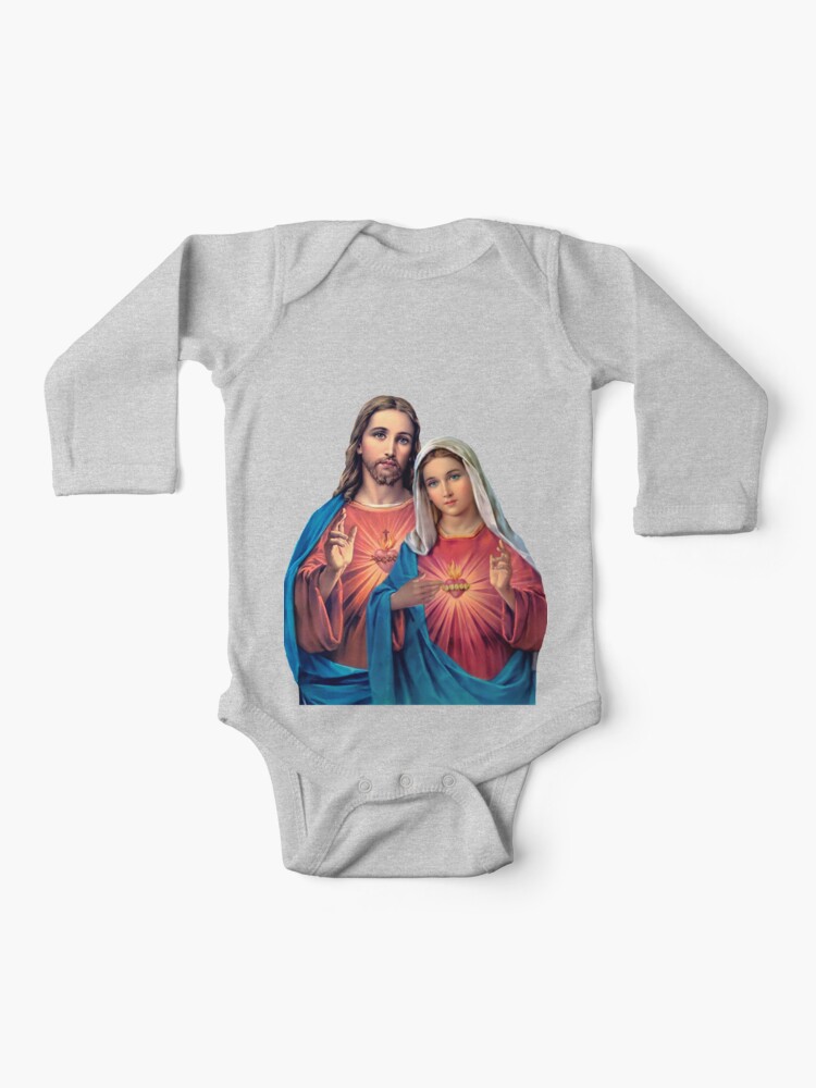 Twin Hearts very close together - I (Jesus and Mary) transparent background  | Baby One-Piece