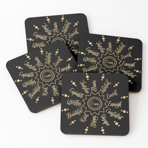Item preview, I am Positive Self Affirmations in Gold Foil Gradient in Black designed and sold by Kelly Leung.