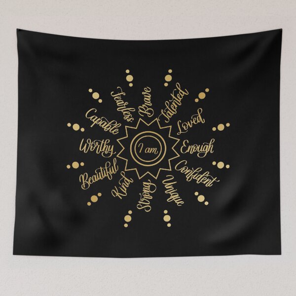 Item preview, I am Positive Self Affirmations in Gold Foil Gradient in Black designed and sold by Kelly Leung.