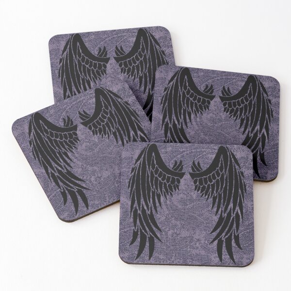 Item preview,  black angel wings purple paisley pattern background designed and sold by hoober24.