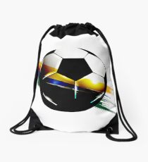 Soccer ball with the Brazilian flag Drawstring Bag