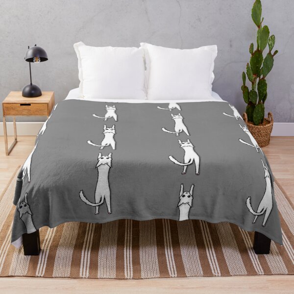 Item preview, Stretching White Cat With Blue Eyes designed and sold by LawsonFabrics.