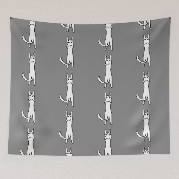 Item preview, Stretching White Cat With Blue Eyes designed and sold by LawsonFabrics.