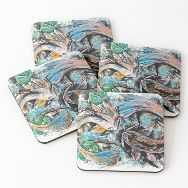 Item preview, Pieces art, dancing koi, zodiac art, fish dance , fishes , twin fishes , fish love , twin designed and sold by Farah Tanjila.