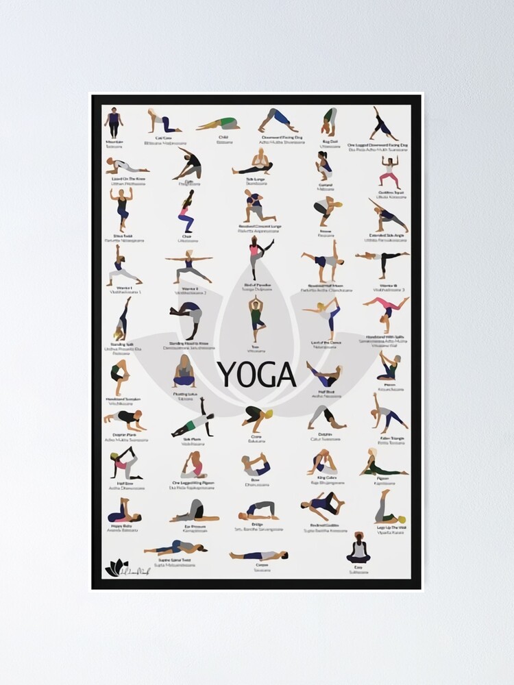 4 yoga poses or asana posture for workout in morning fresh concept. posters  for the wall • posters relaxation, body, figure | myloview.com
