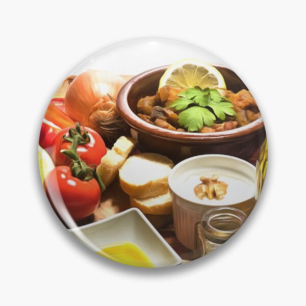 Item preview, A digital painting of a table with Mediterranean food designed and sold by atomov.