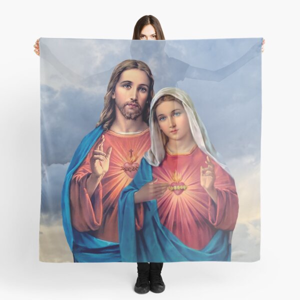Item preview, Twin Hearts very close together - I (Jesus and Mary) sky background designed and sold by Brasilia.